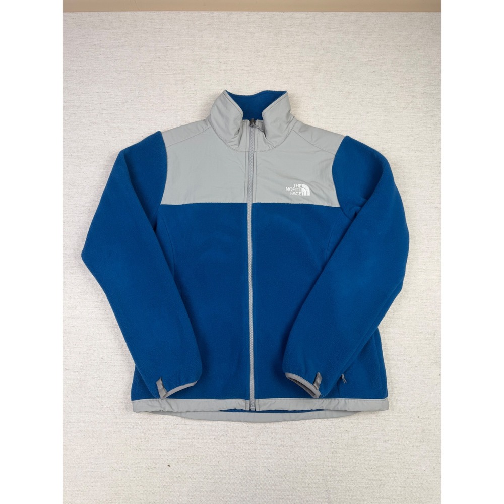 The‎ North Face Womens Denali Blue Grey Colorblock Full Zip Fleece Jacket M